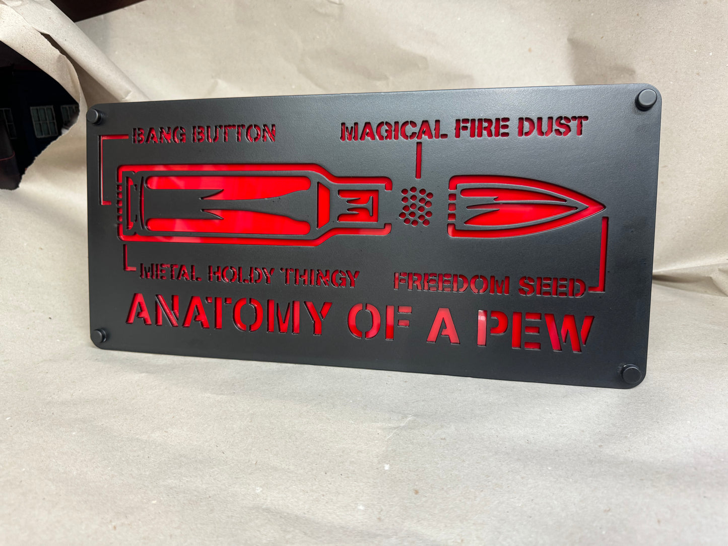 Anatomy of a Pew Metal wall art