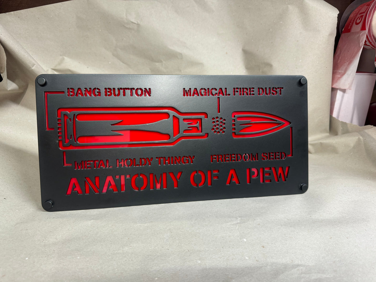 Anatomy of a Pew Metal wall art