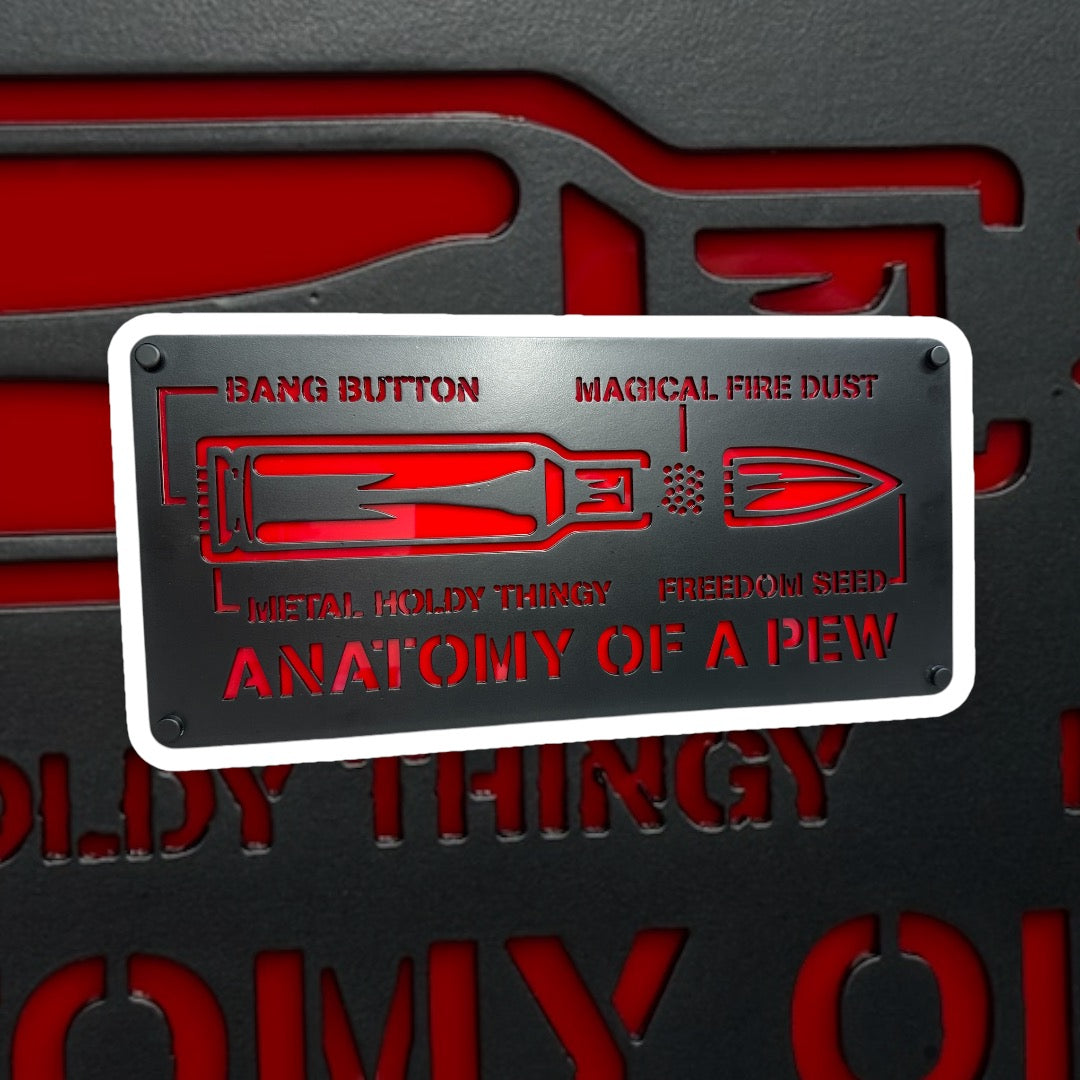 Anatomy of a Pew Metal wall art
