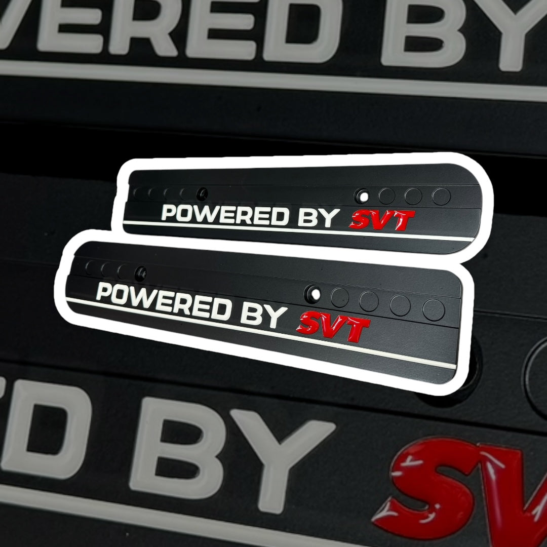 99-04 Ford Mustang Powered by SVT Satin Black white/red fill 4.6L Custom Coil Covers