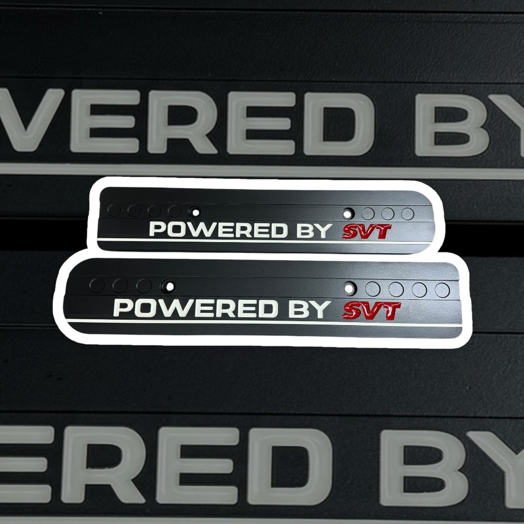 99-04 Ford Mustang Powered by SVT Satin Black white/red fill 4.6L Custom Coil Covers