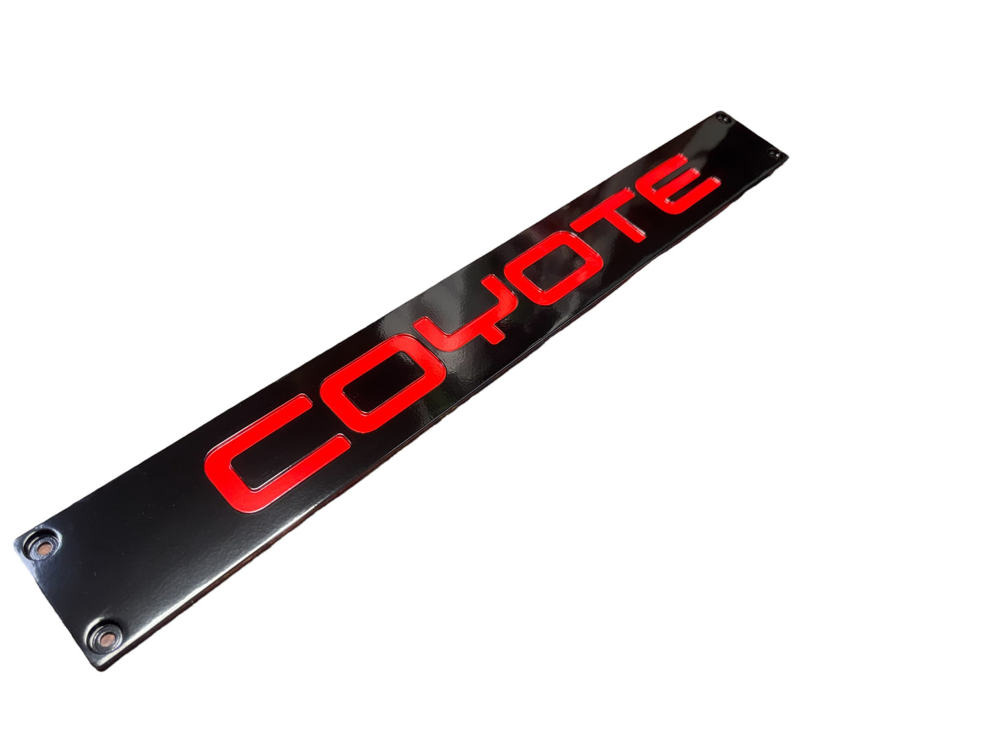 2015-2017 MUSTANG - RADIATOR COVER VANITY PLATE WITH POCKET LOGO COYOTE Black with Red