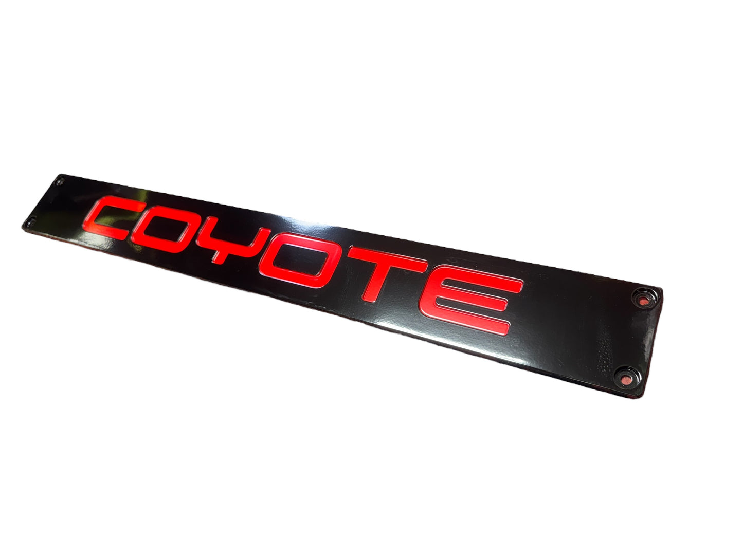 2015-2017 MUSTANG - RADIATOR COVER VANITY PLATE WITH POCKET LOGO COYOTE Black with Red