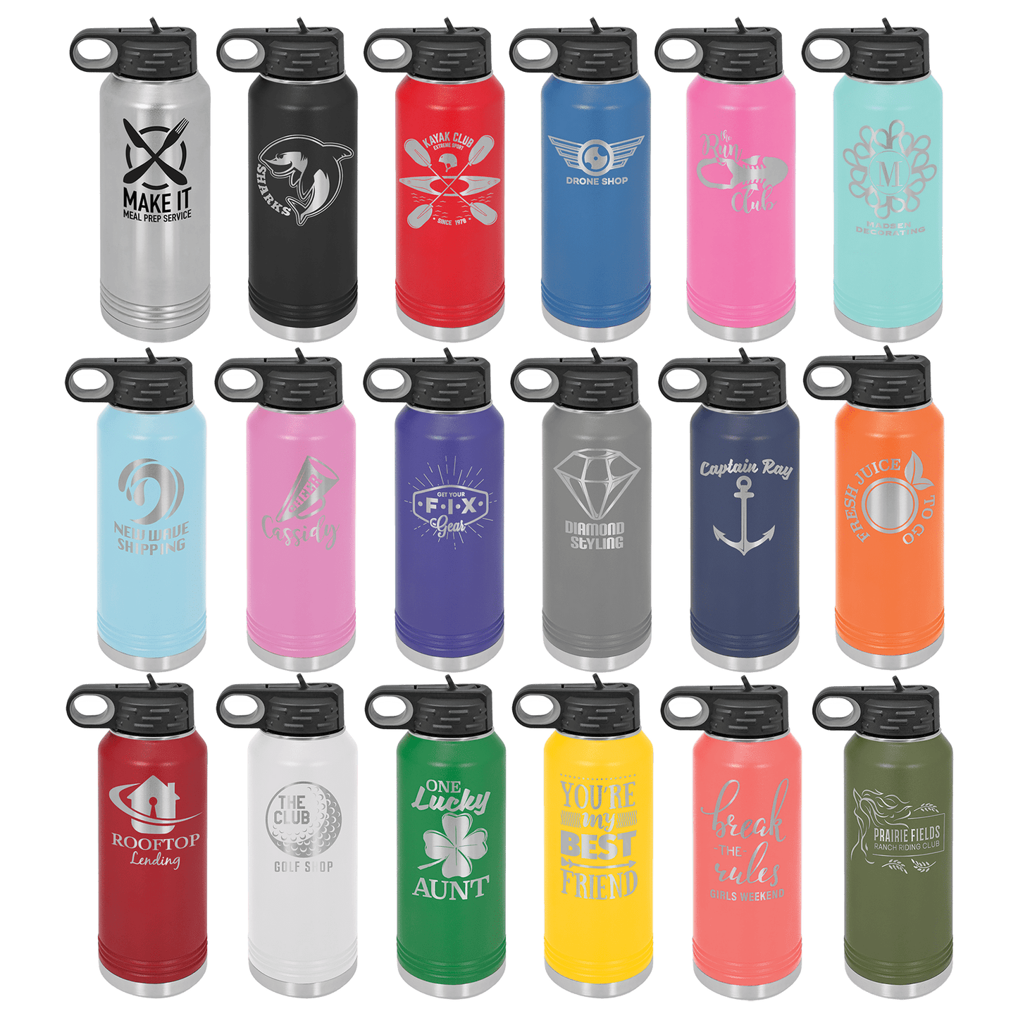 32 oz Personalized Water Bottle. Choice of Color! Contact us for personalization options