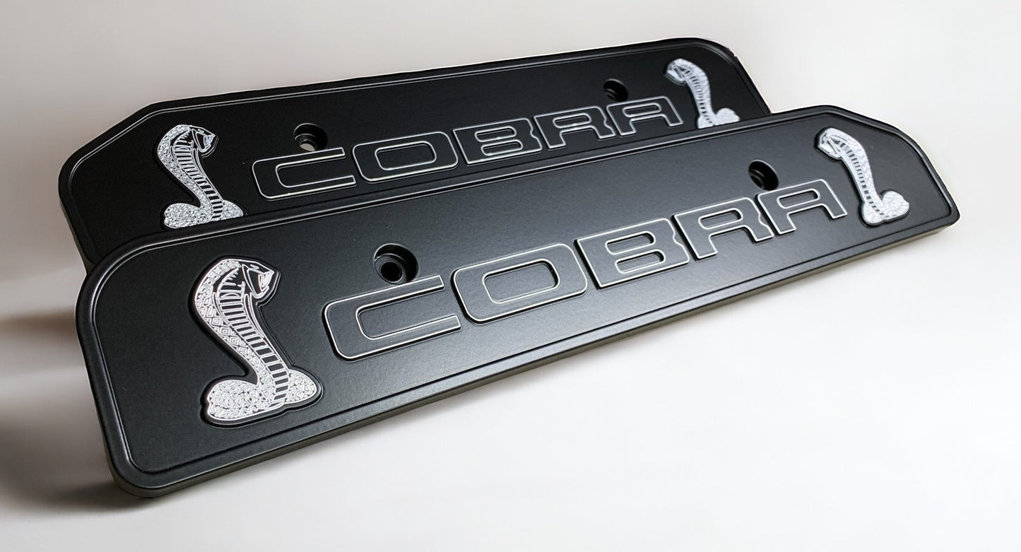 99-04 Ford Mustang Double COBRA 4.6L Custom Coil Covers Valve Cover Semi Blk Matte