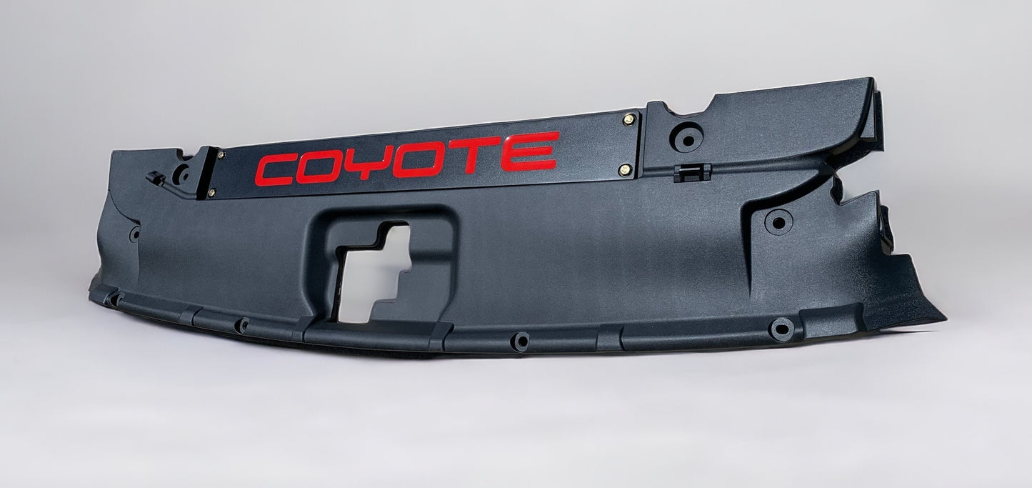 2015-2017 MUSTANG - RADIATOR COVER VANITY PLATE WITH POCKET LOGO COYOTE Black with Red