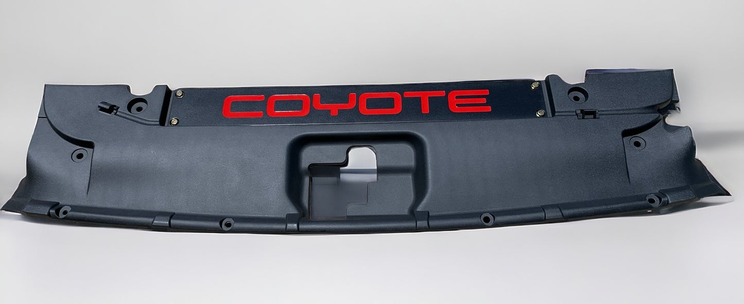 2015-2017 MUSTANG - RADIATOR COVER VANITY PLATE WITH POCKET LOGO COYOTE Black with Red