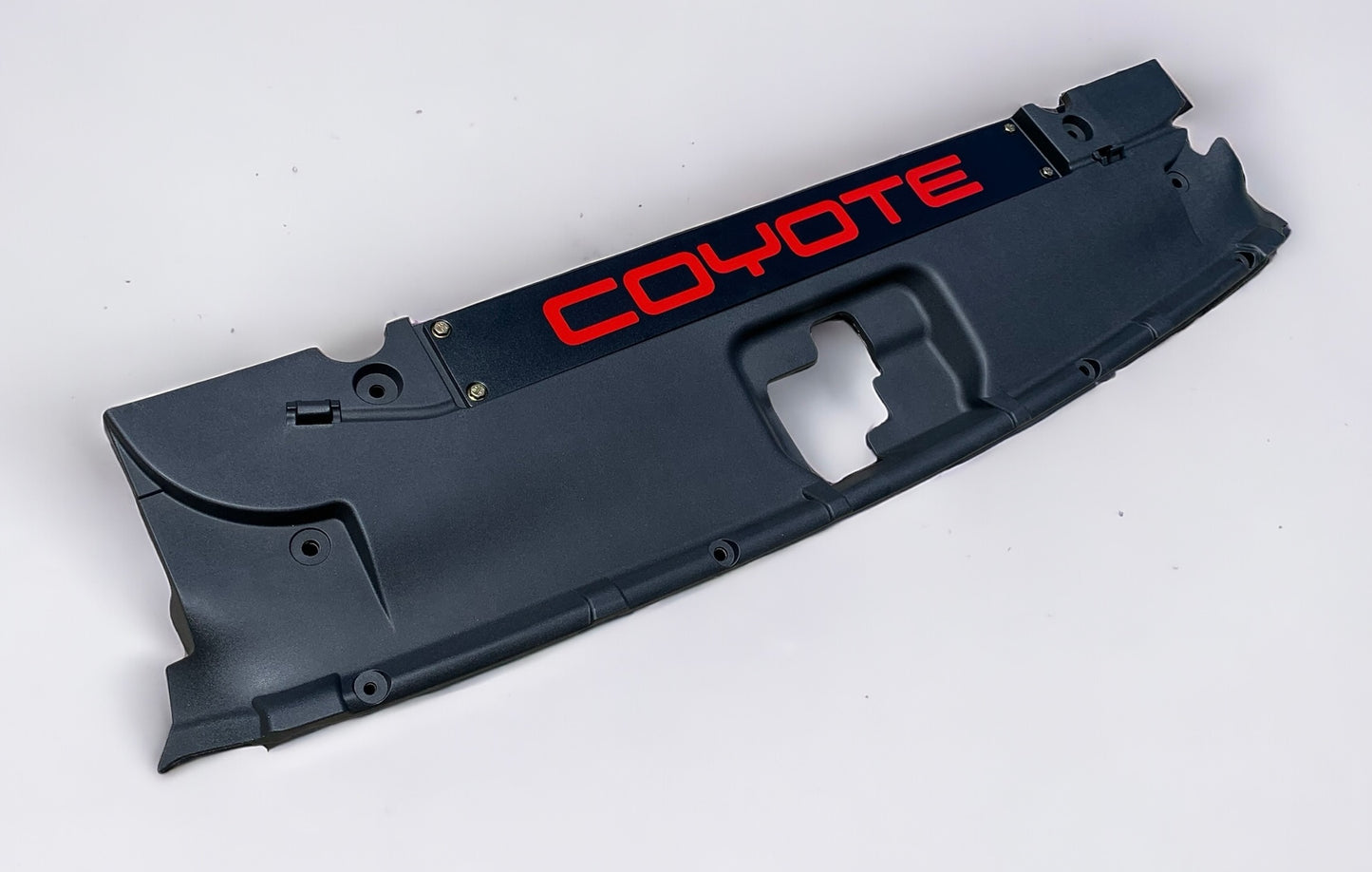 2015-2017 MUSTANG - RADIATOR COVER VANITY PLATE WITH POCKET LOGO COYOTE Black with Red