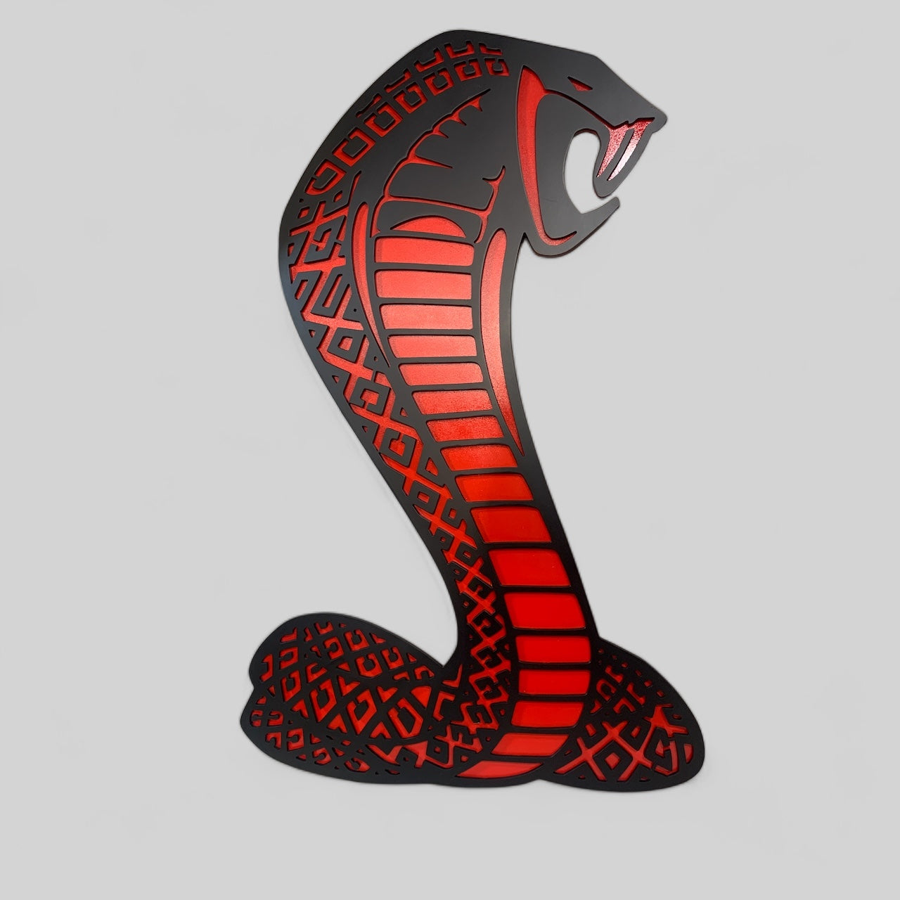 Cobra Snake Black Wrinkle Finish on Red Wall Art