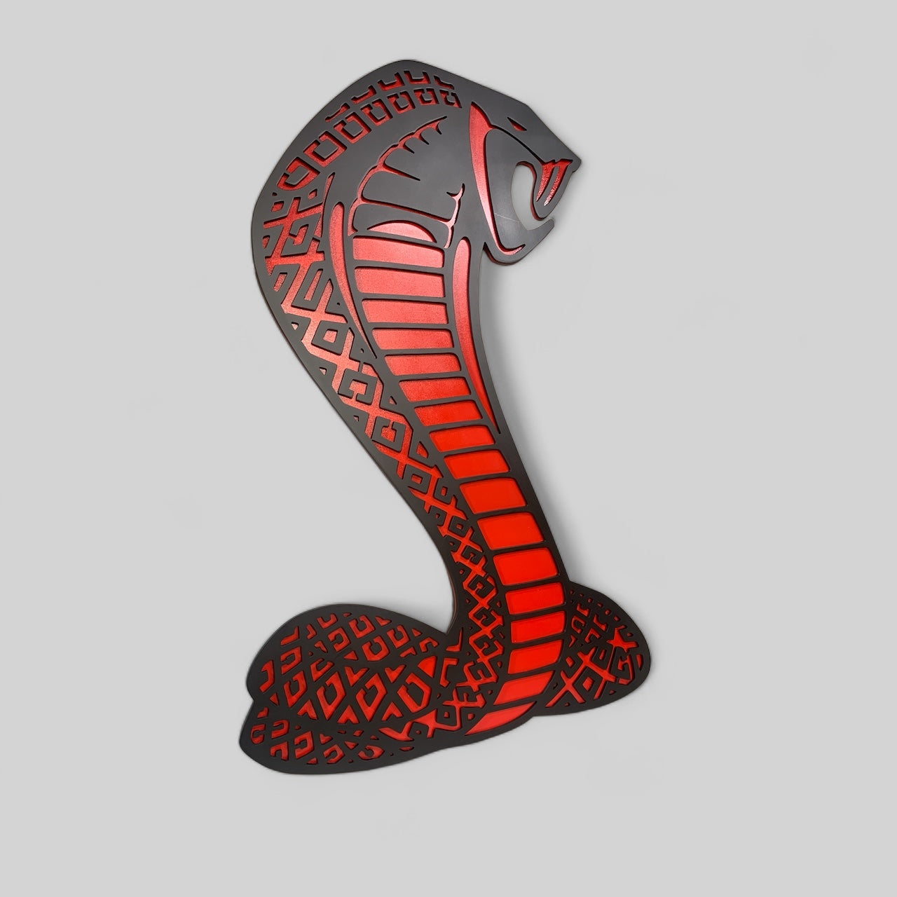 Cobra Snake Black Wrinkle Finish on Red Wall Art