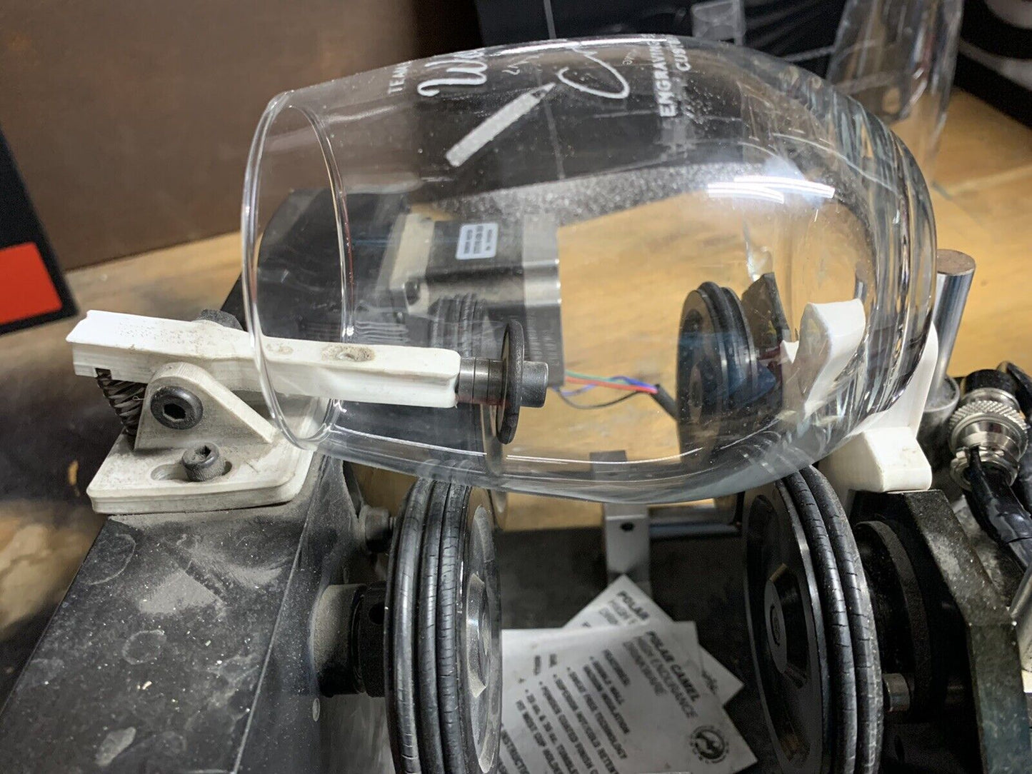 Laser rotary attachment extended arm clamp WITH BACK STOP ATTACHMENT