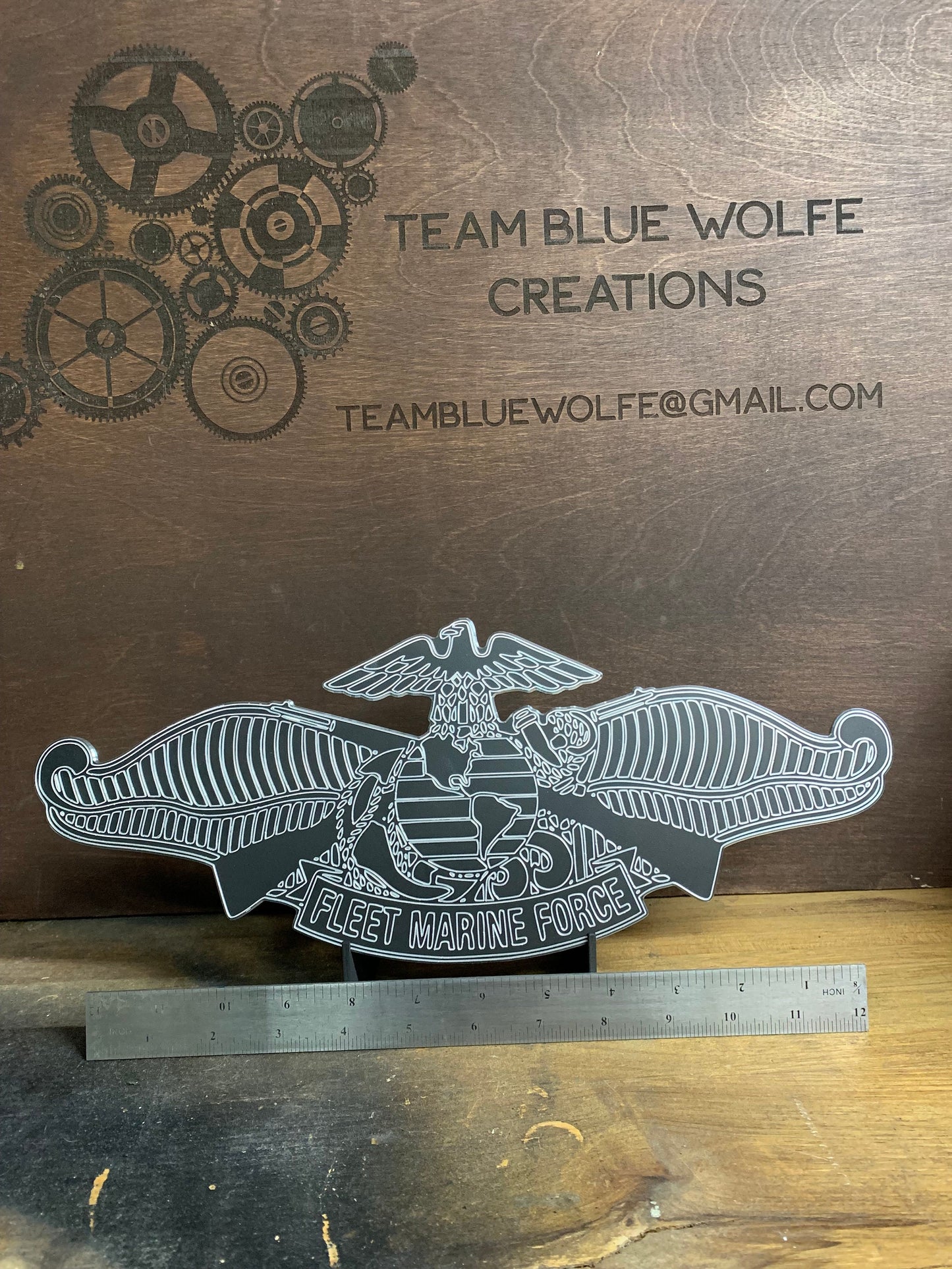 US Navy Fleet Marine Force (FMF) Pin Plaque Aluminum
