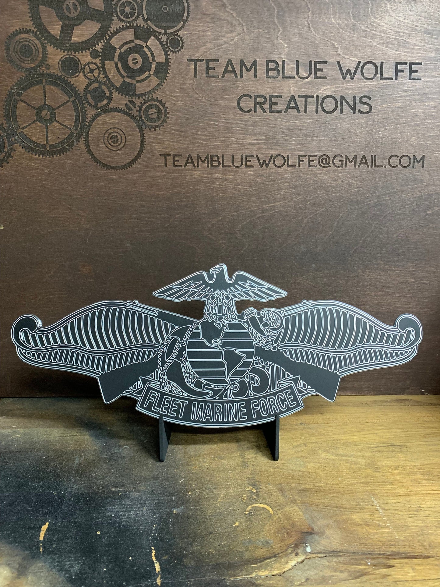 US Navy Fleet Marine Force (FMF) Pin Plaque Aluminum