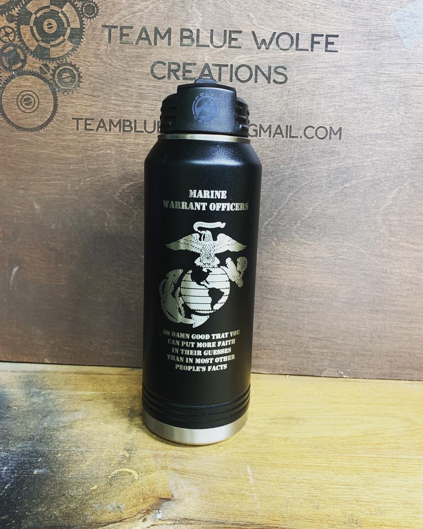 USMC Warrant Officer Water Bottle 32oz Black Polar Camel
