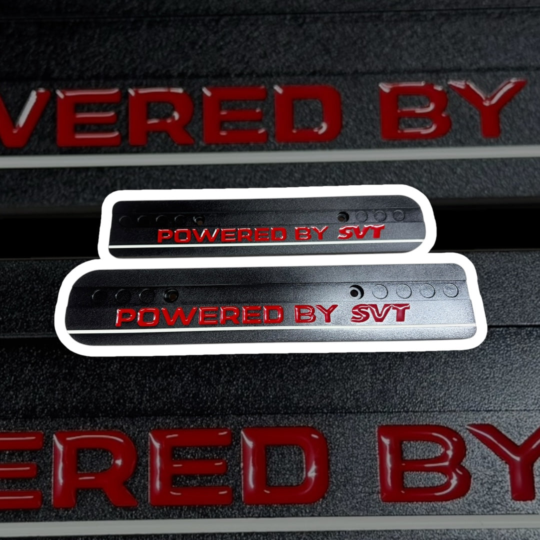 99-04 Ford Mustang Powered by SVT Satin Black Red Lettering White Line fill 4.6L Custom Coil Covers