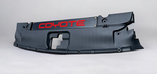 2015-2017 MUSTANG - RADIATOR COVER VANITY PLATE WITH POCKET LOGO COYOTE Black with Red